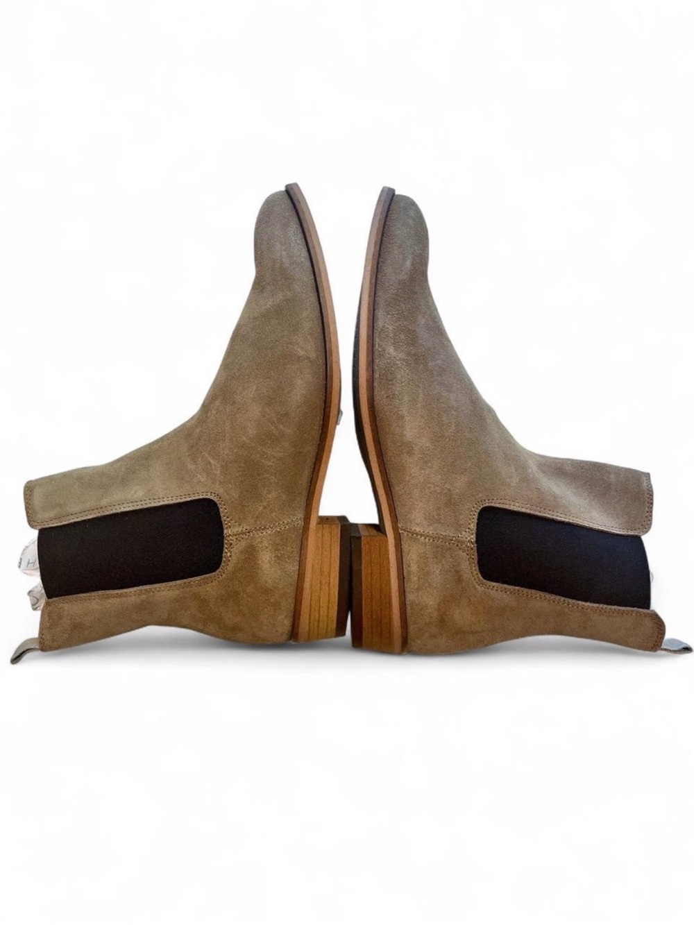 Men's Suede Chelsea Boots in Taupe with Black Elastic. Shoe The Bear
